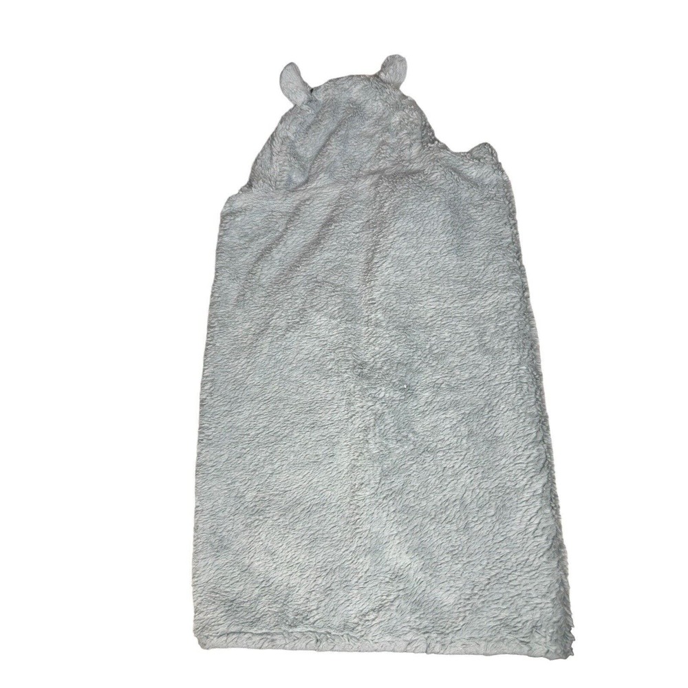 Pottery Barn Faux Fur Bear Animal Hooded Towel Wrap Blue Fleece - Picture 7 of 10
